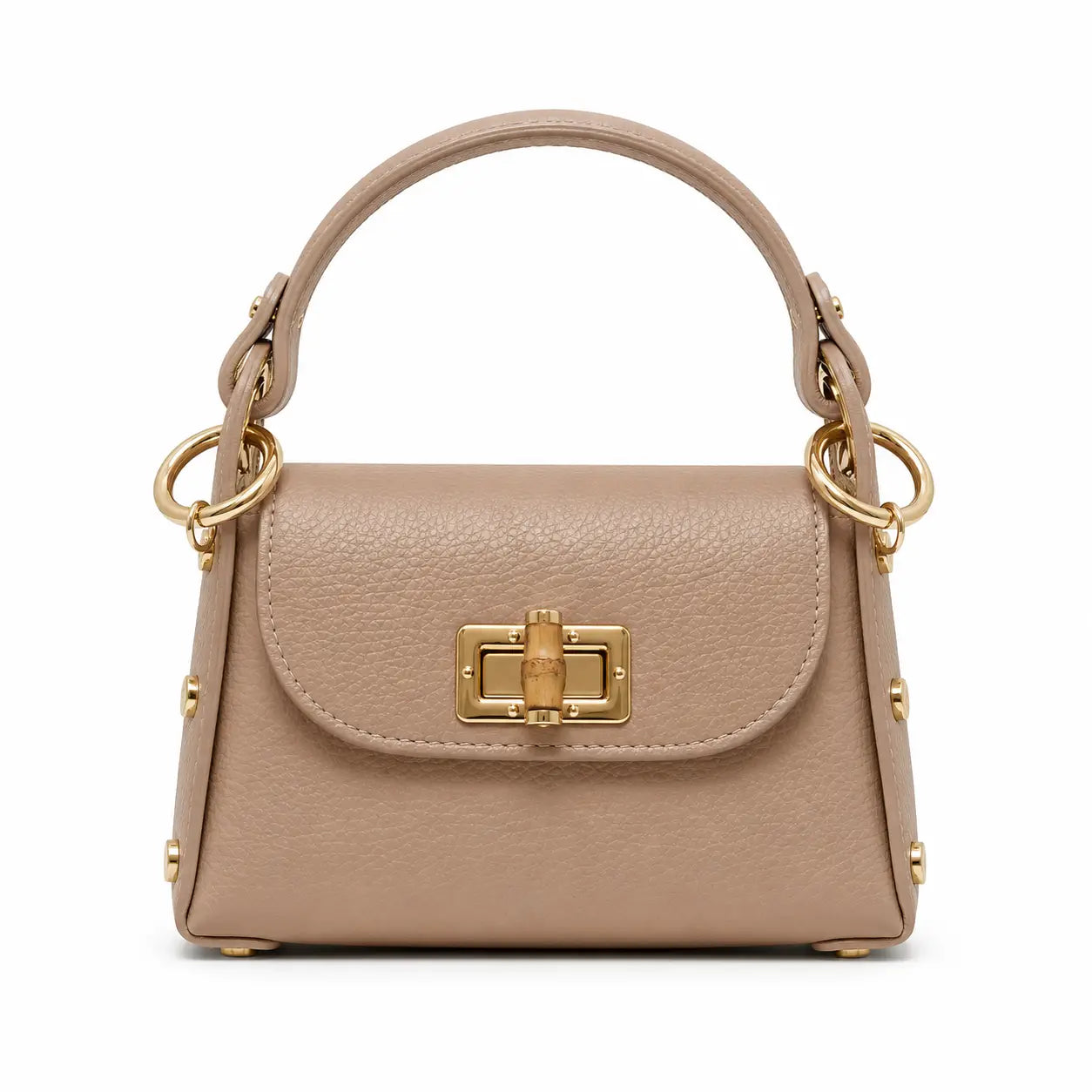 ITALIAN LEATHER BAMBOO CLASP BAG