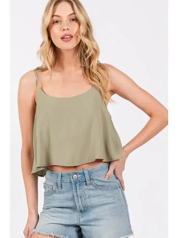 U-NECK CAMI SWING CROP TOP