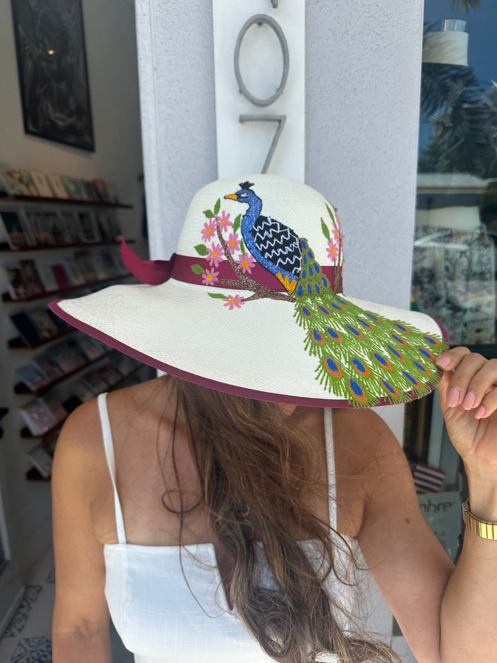 Embroidered Coco Peacock H/M Ecuadorian Hat