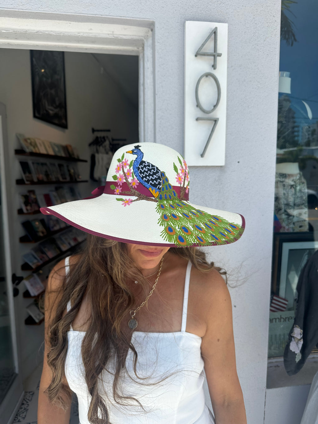 Embroidered Coco Peacock H/M Ecuadorian Hat