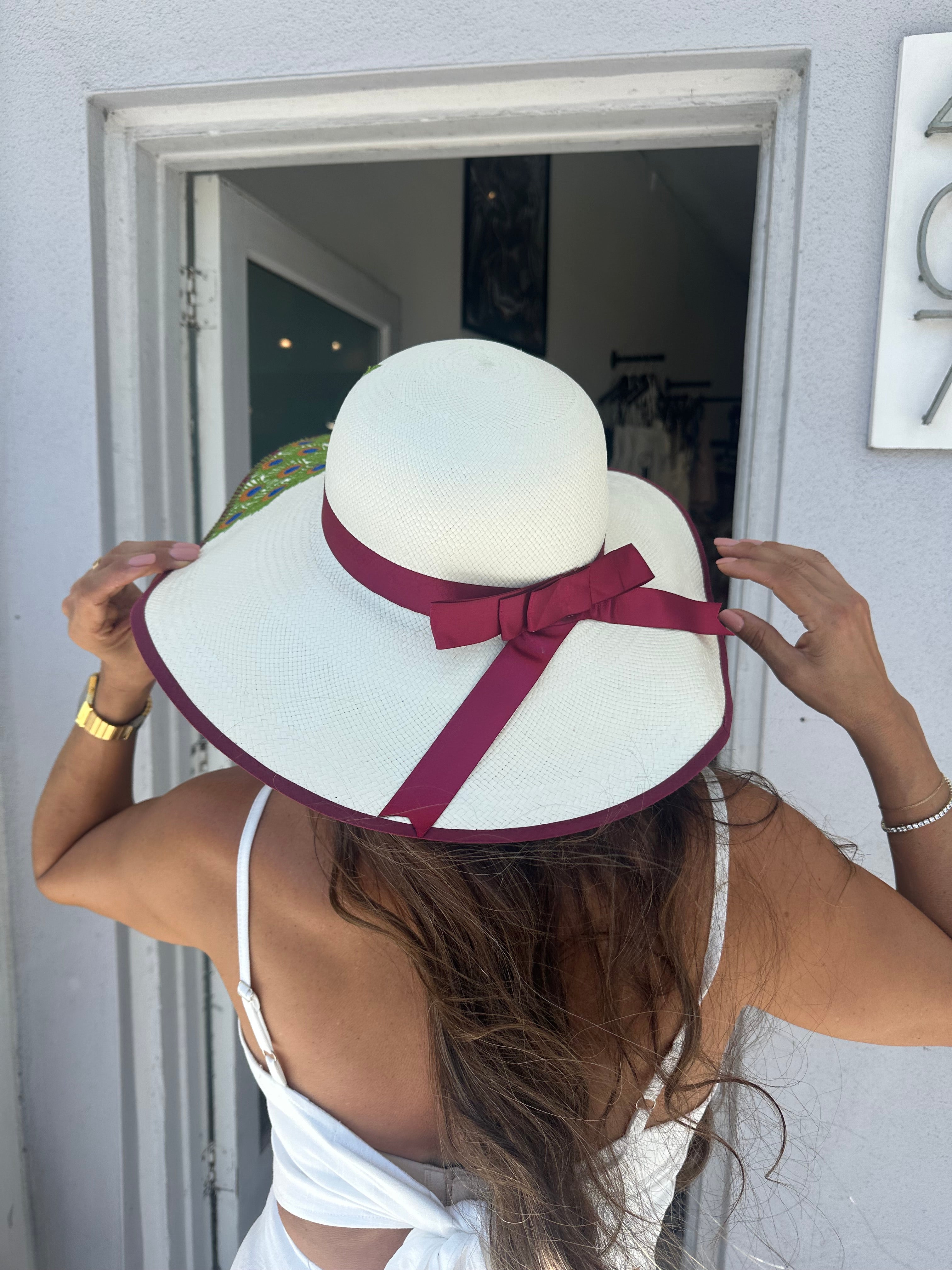Embroidered Coco Peacock H/M Ecuadorian Hat