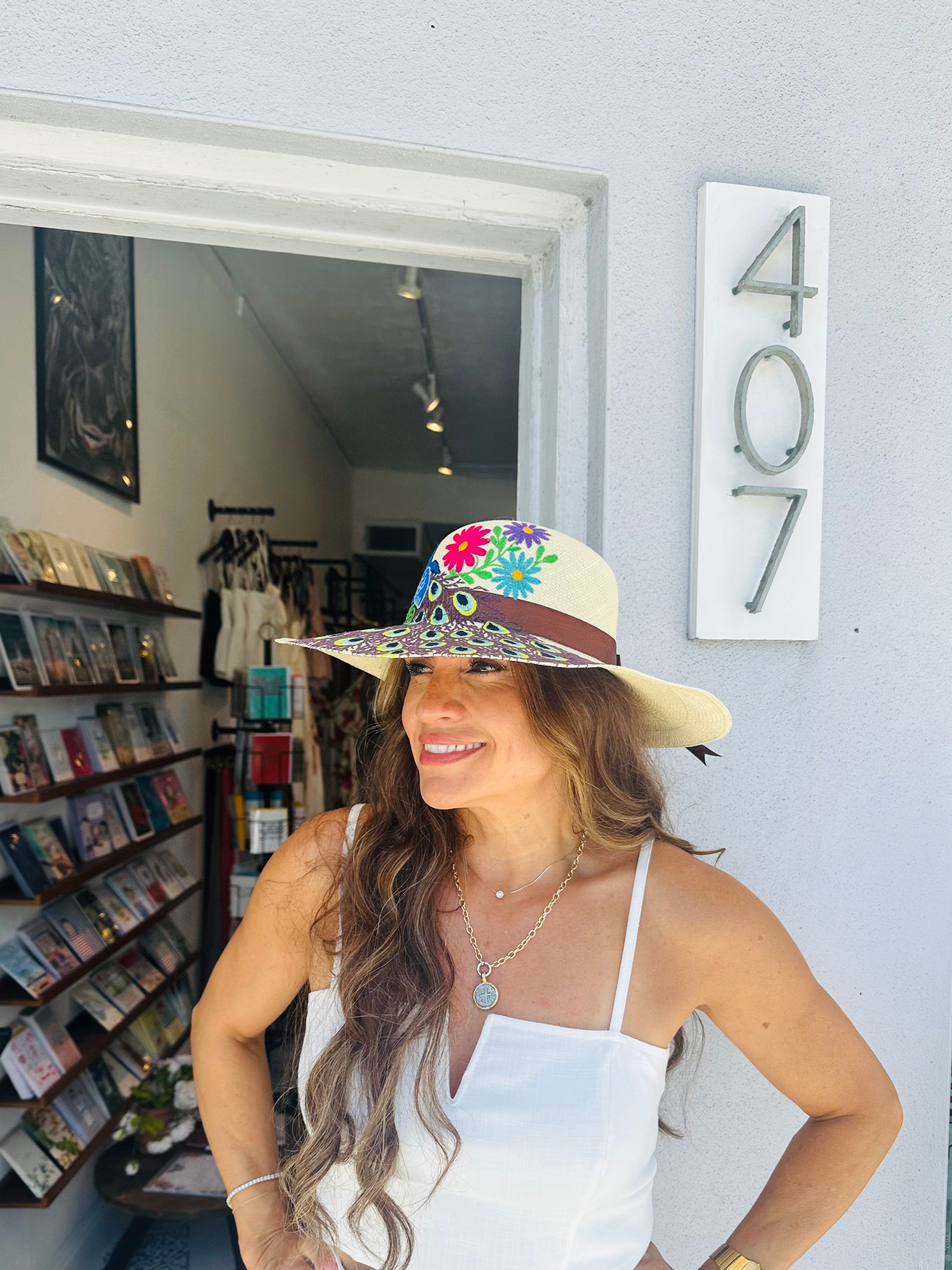 Embroidered Coco Peacock H/M Ecuadorian Hat