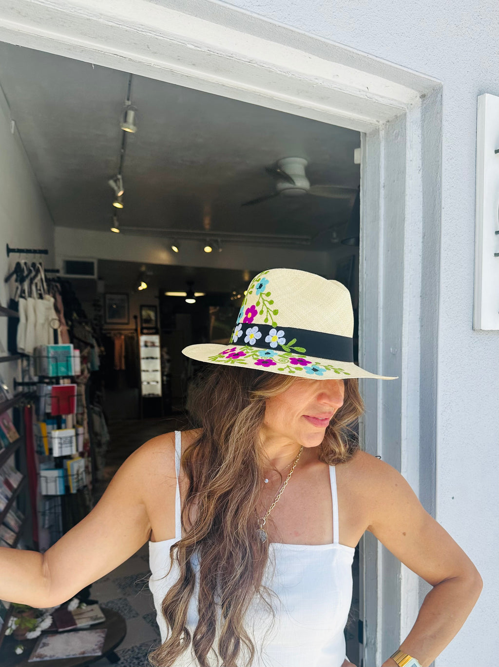 Flower Embroidered Handmade Ecuadorian Hat