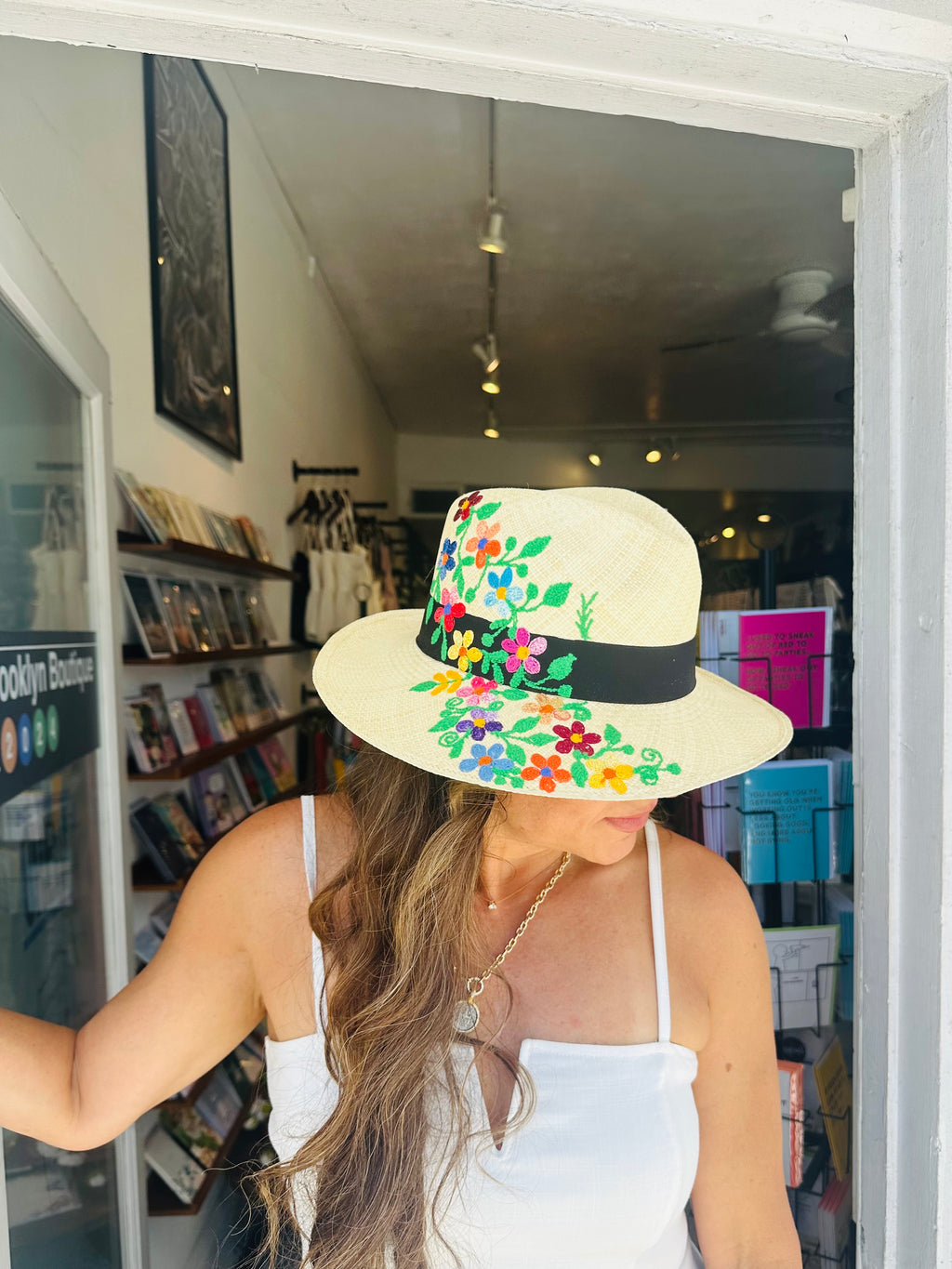 Flower Embroidered Handmade Ecuadorian Hat