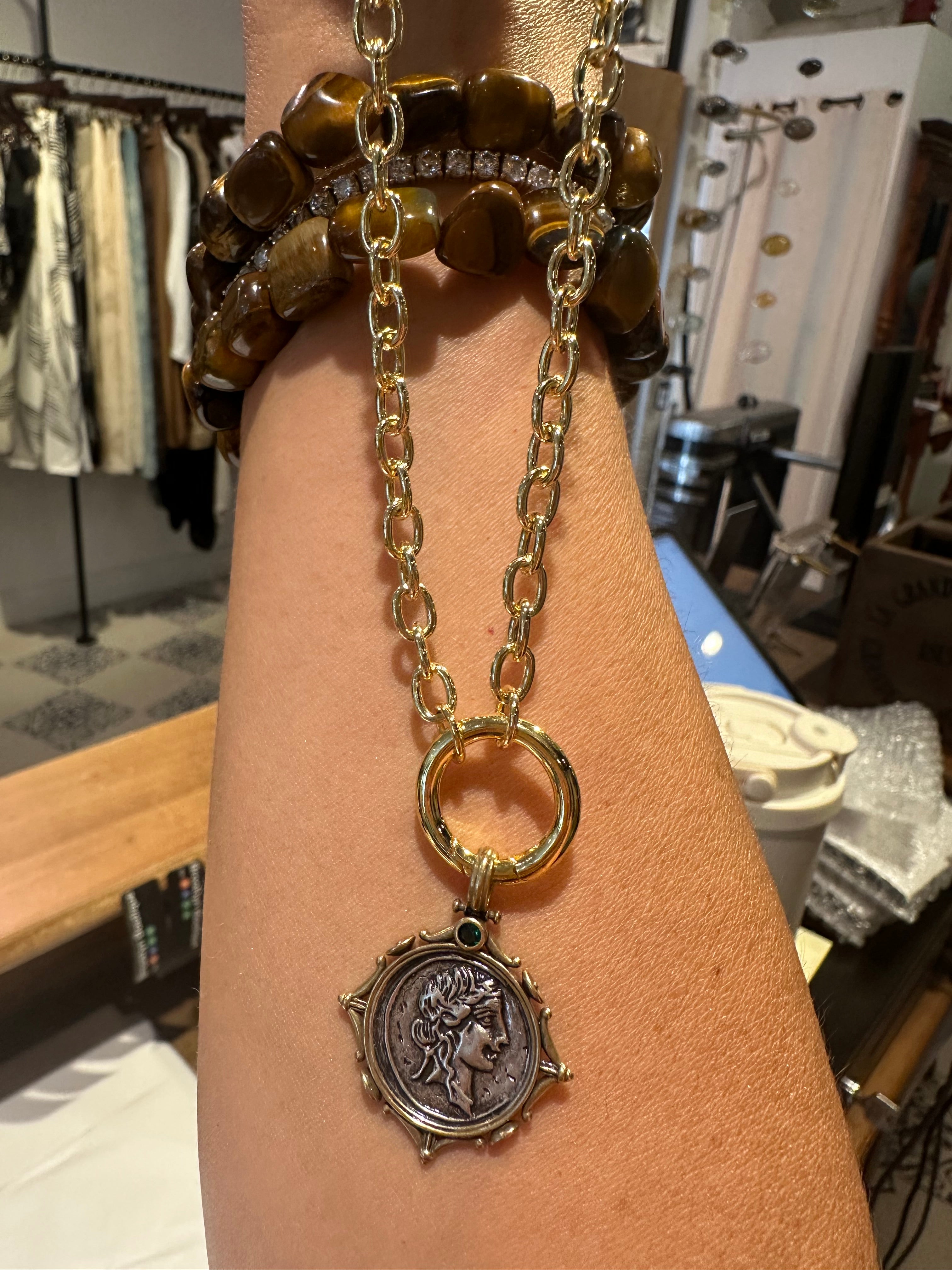 14K GF Greek Coin
