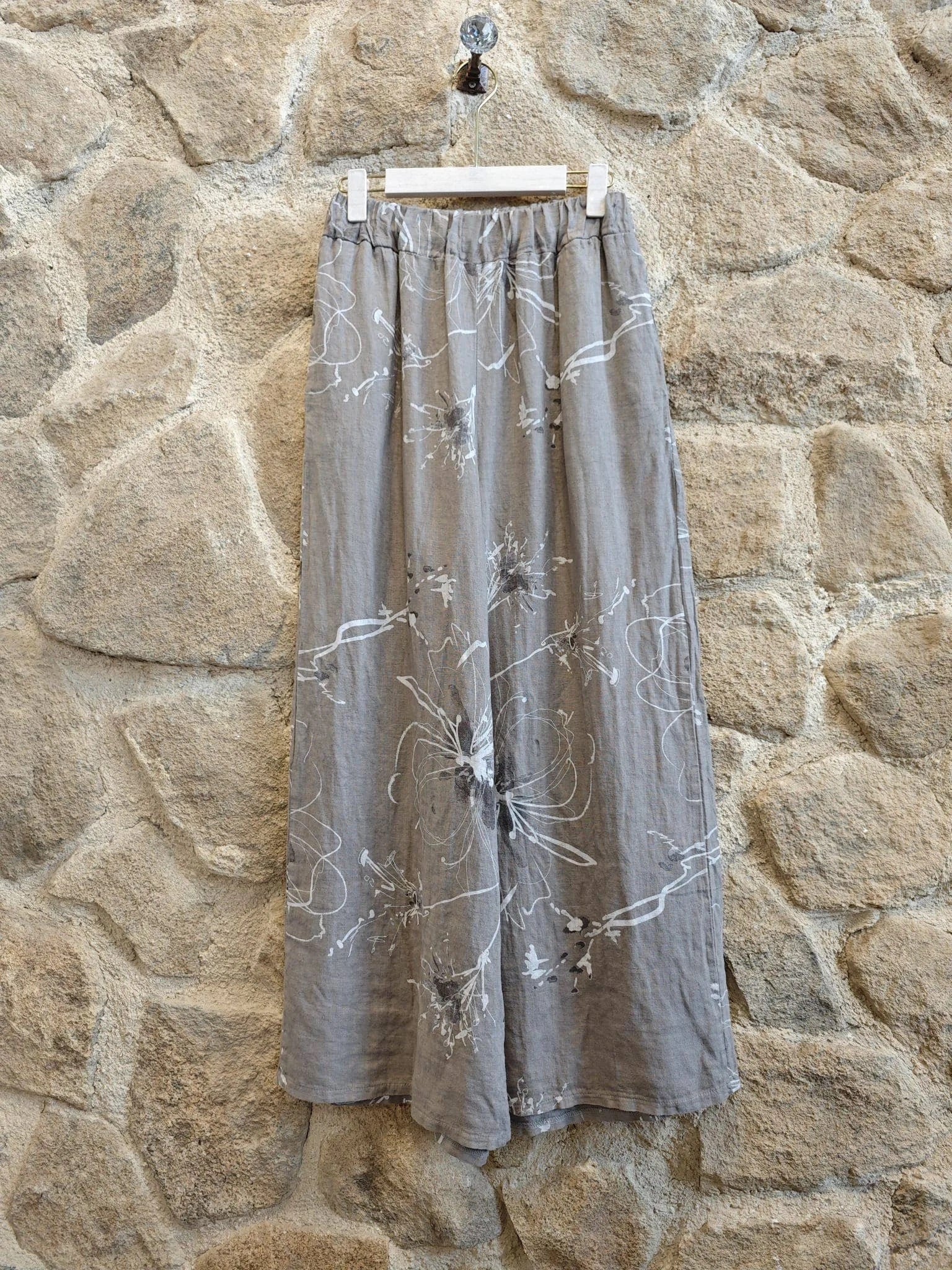 PRINTED 100% LINEN PANTS
