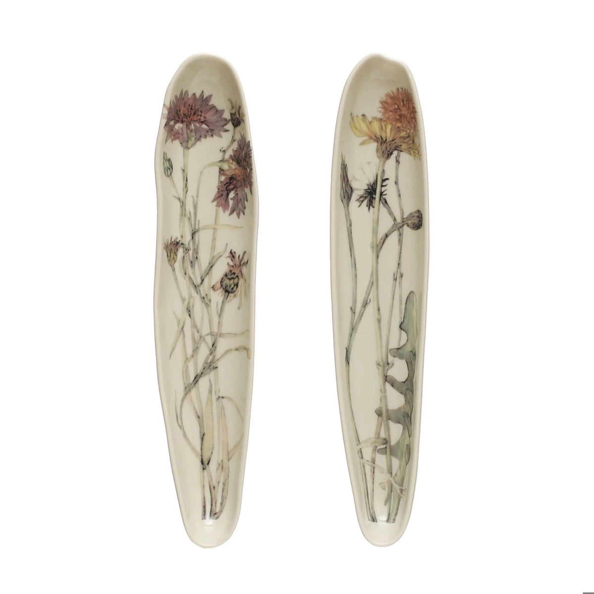 Stoneware organic shaped platter with floral image – view 3