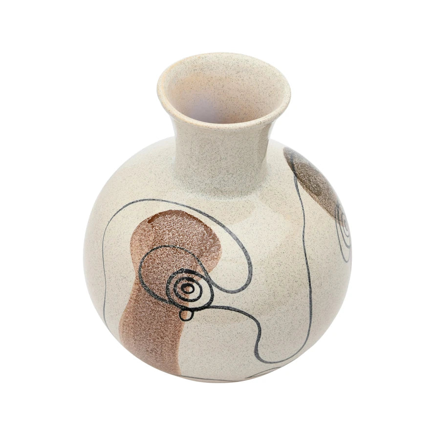 Hand-painted stoneware vase with a face – view 3