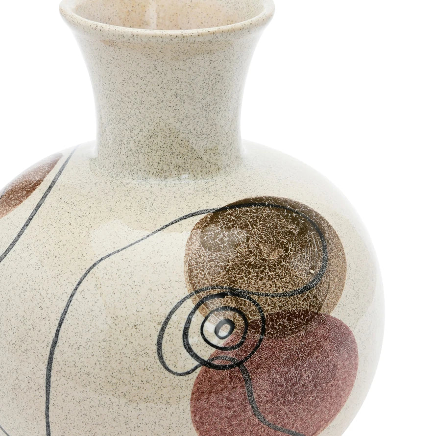 Hand-painted stoneware vase with a face – view 2