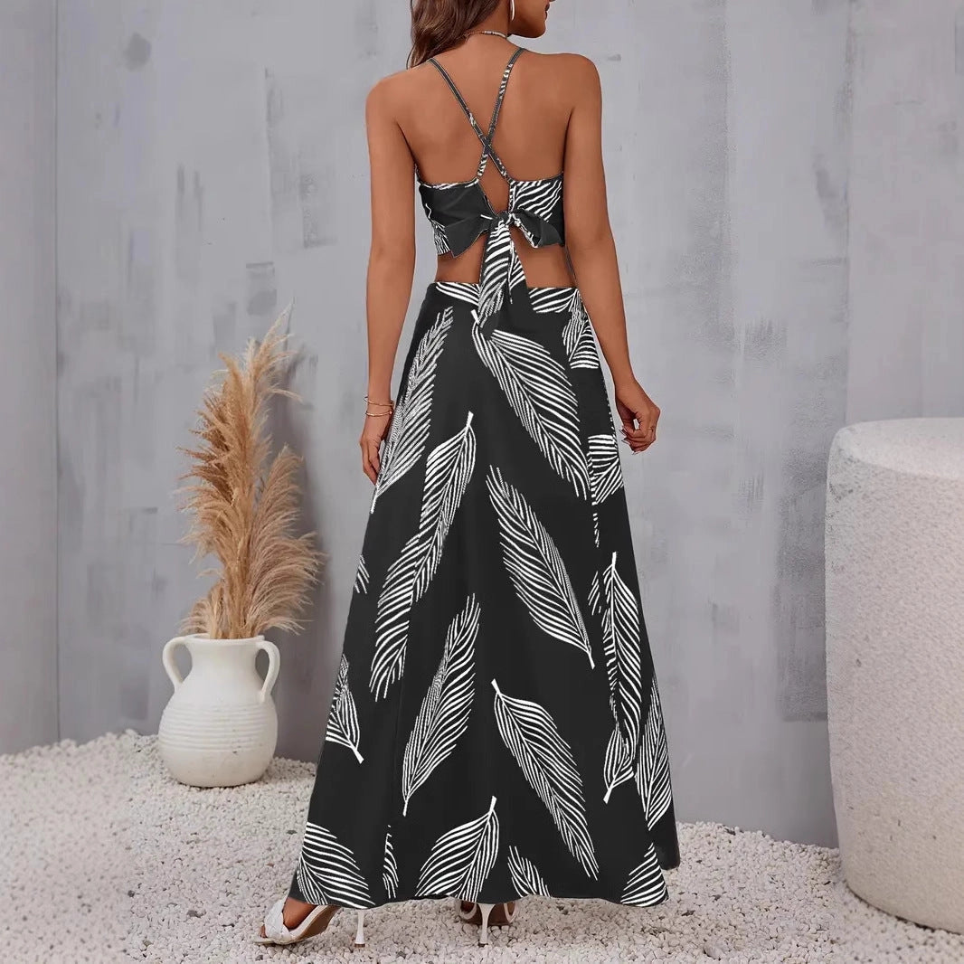 Women's Vacation Print Crop Top