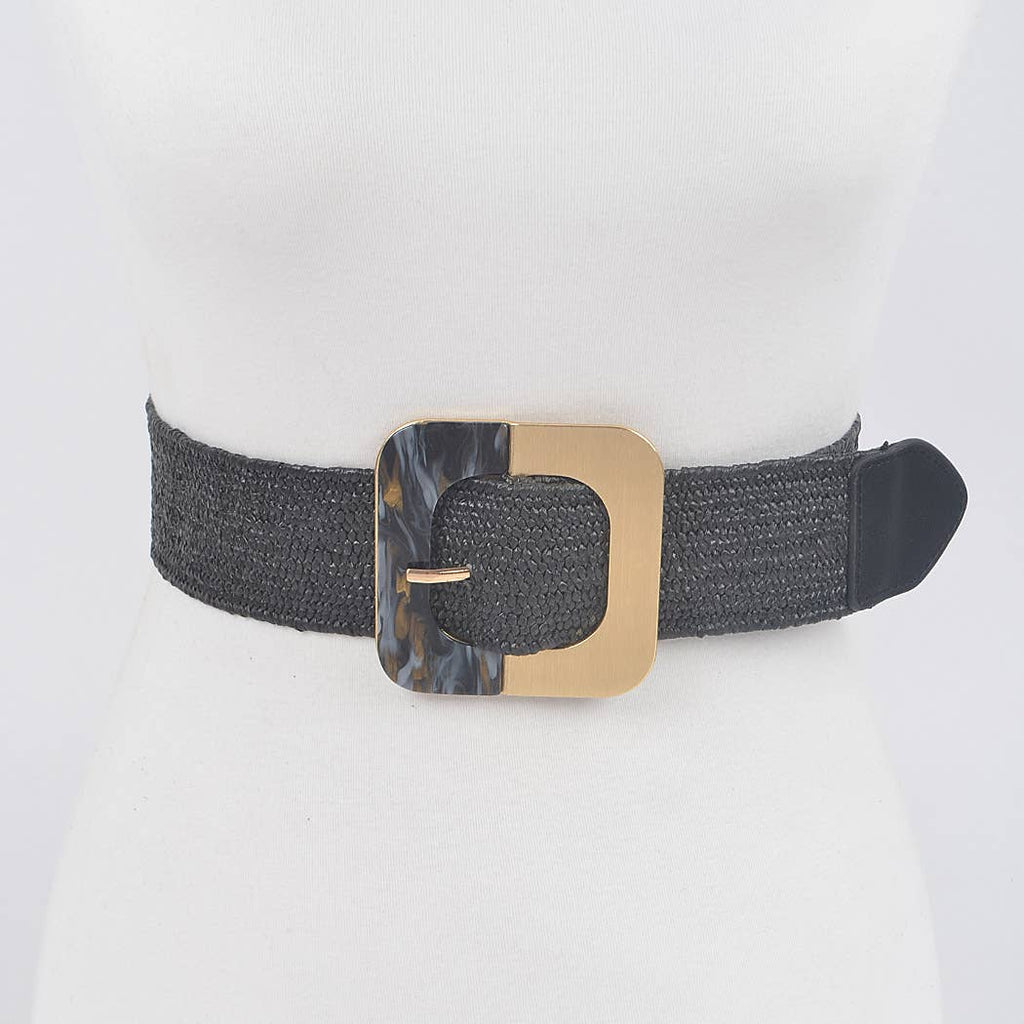 Square Metal Buckle Stretch Belt