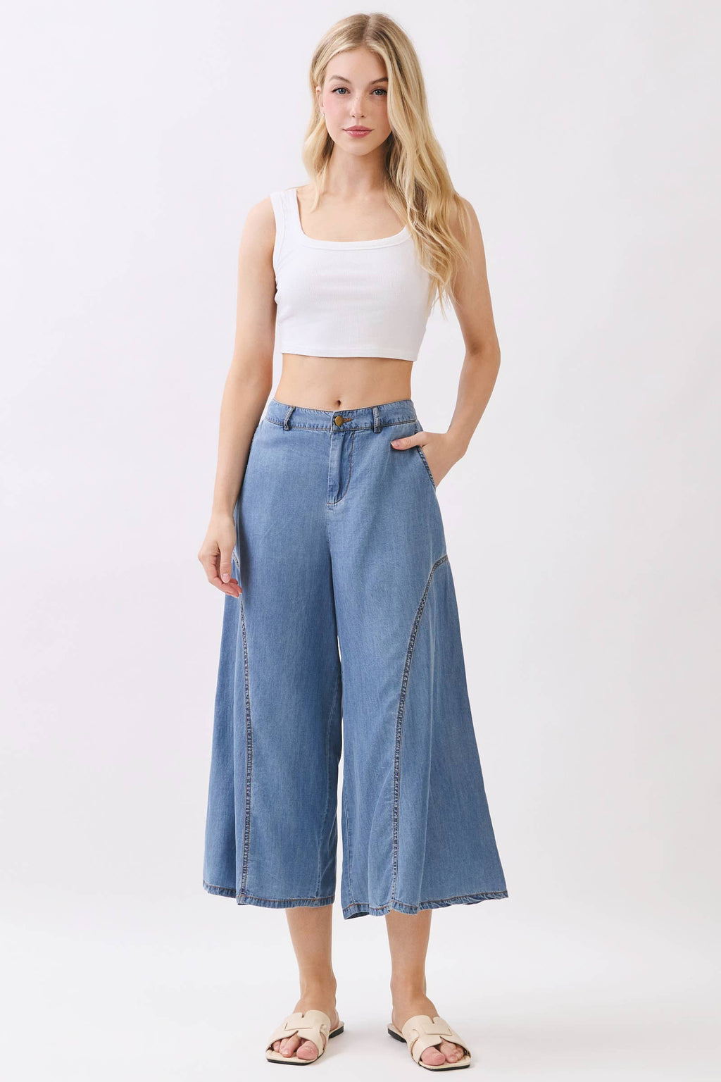 TENCEL DENIM CROP PANTS