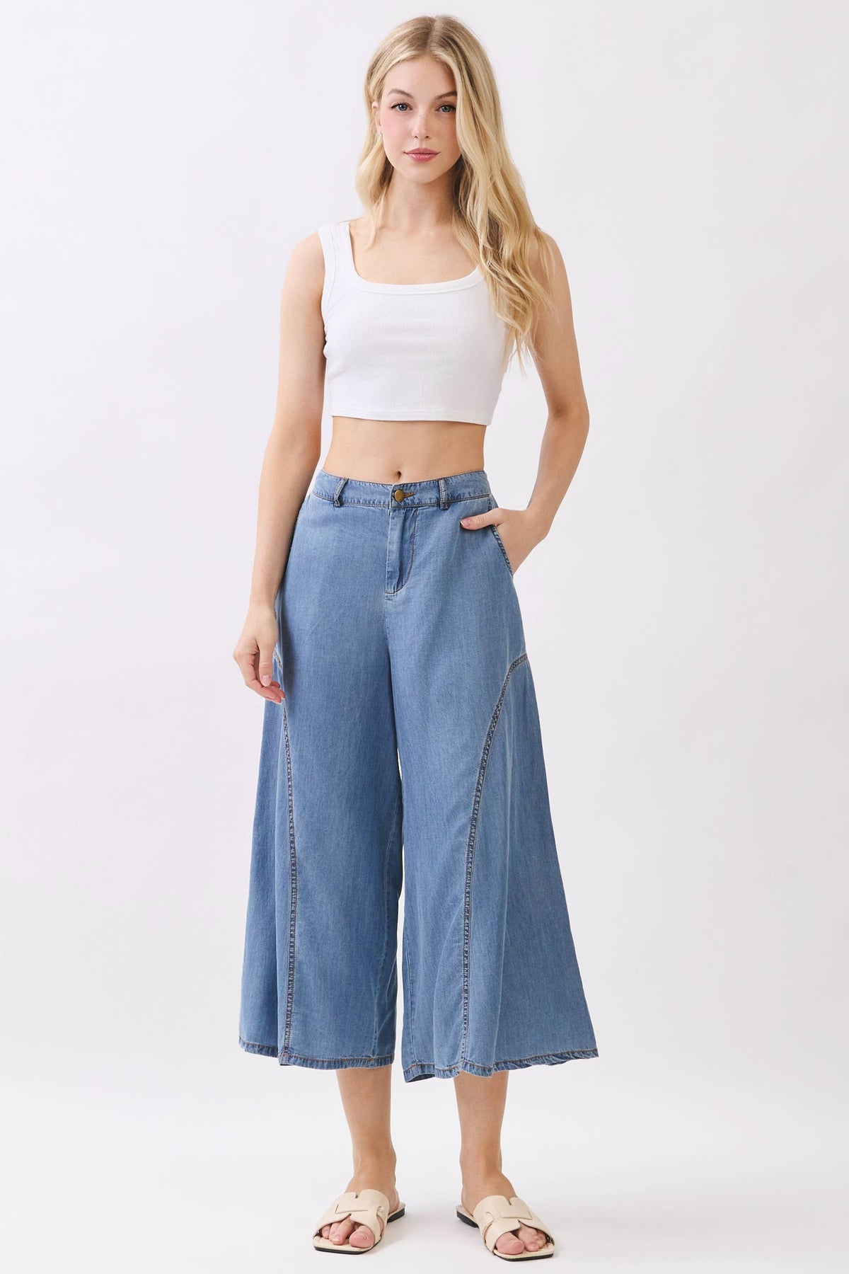 TENCEL DENIM CROP PANTS