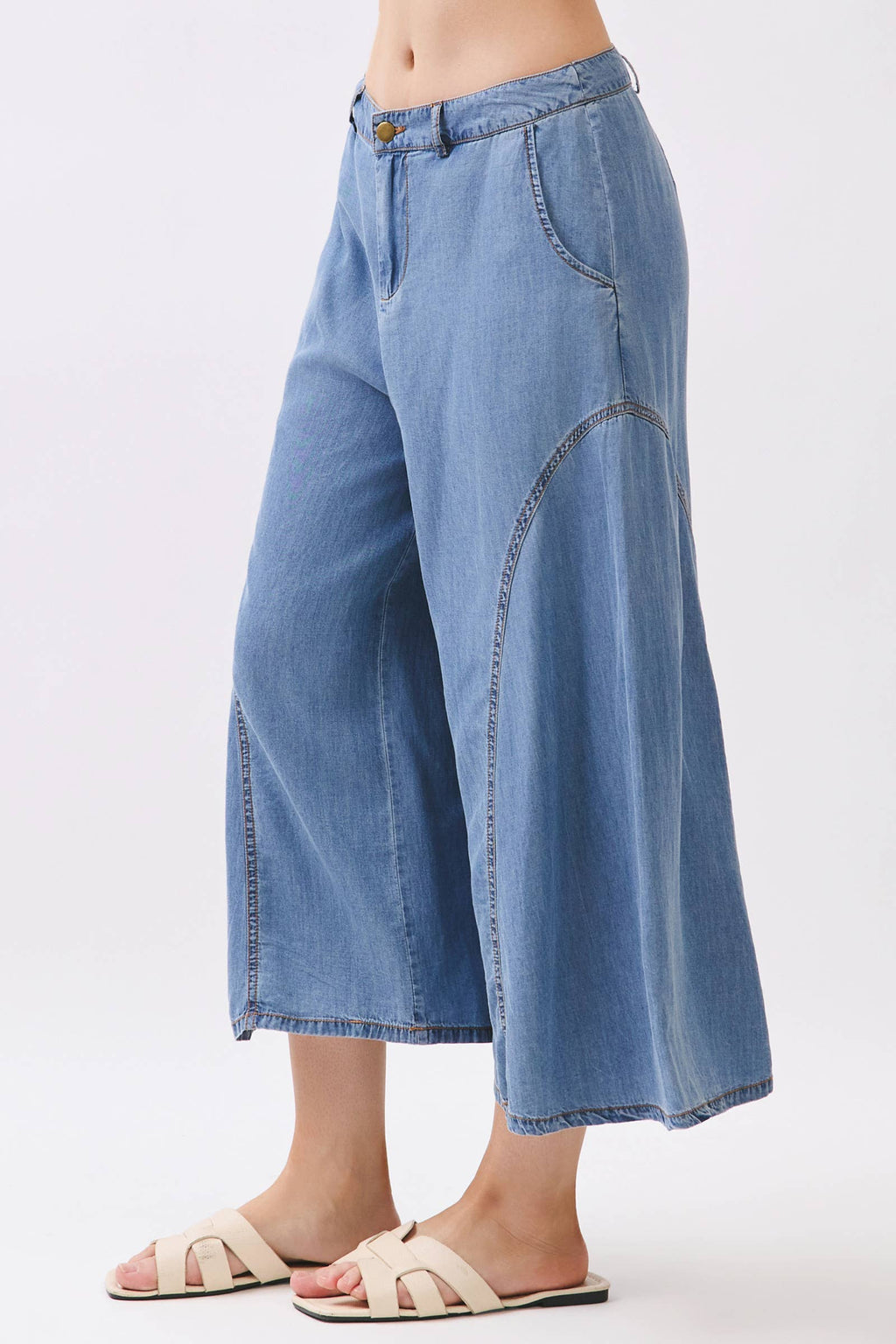 TENCEL DENIM CROP PANTS