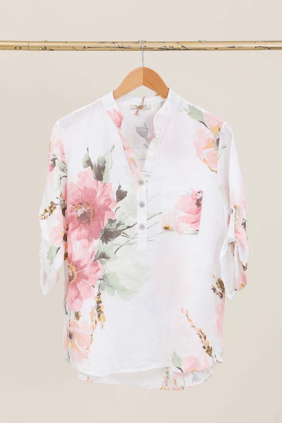 Floral O/S Linen Blouse