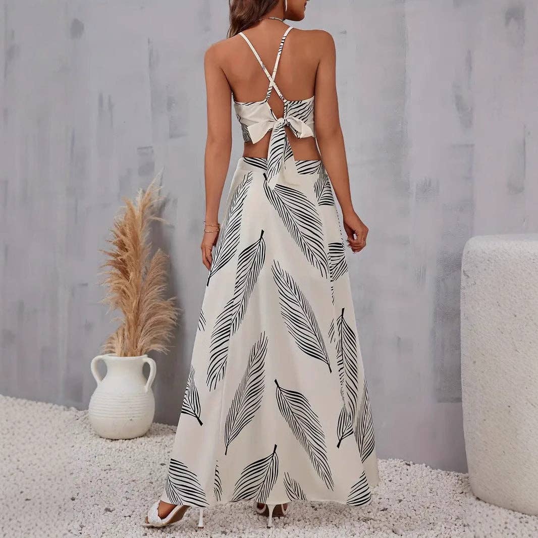 Women's Vacation Print Slit Skirt