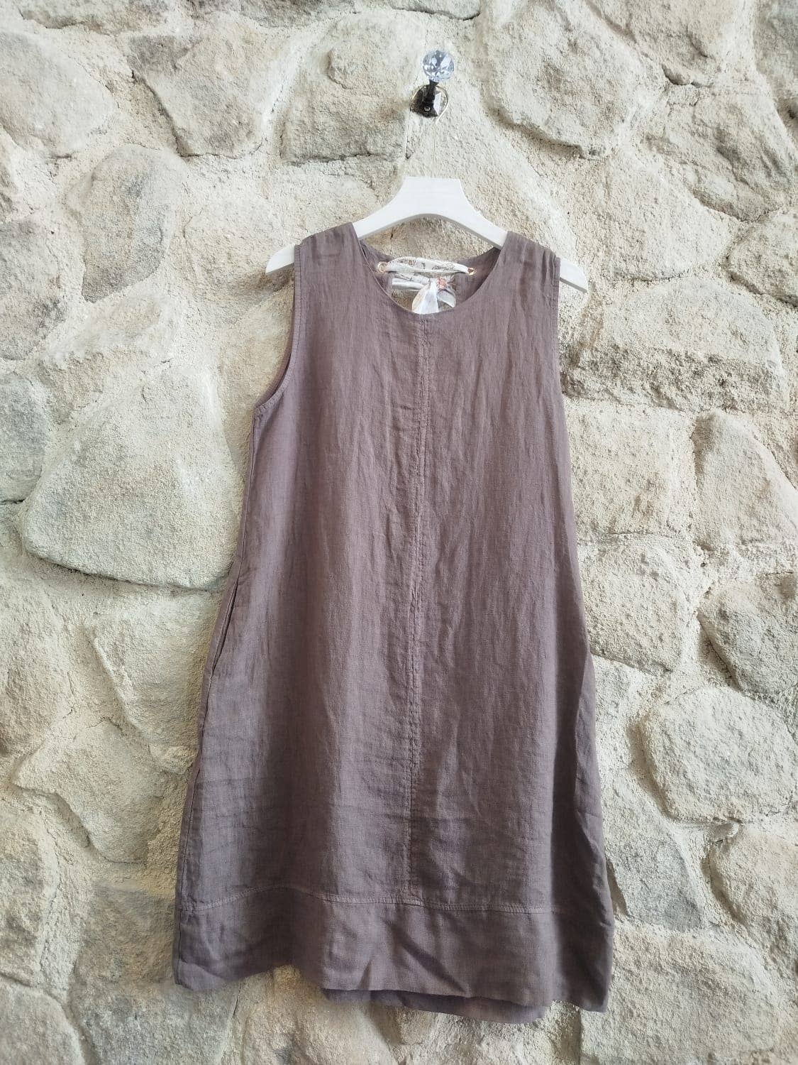 Tie Short Dress 100% Linen – view 4