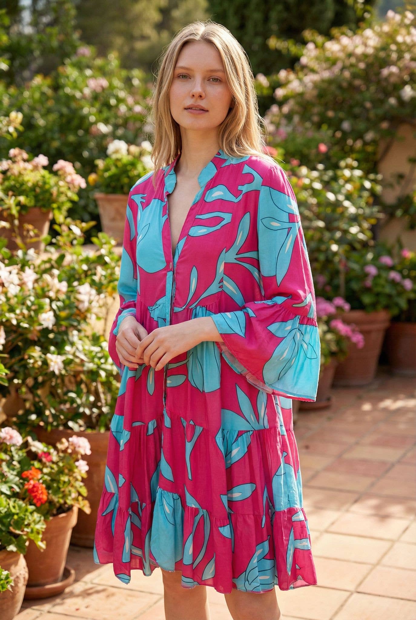 Short printed dress O/S