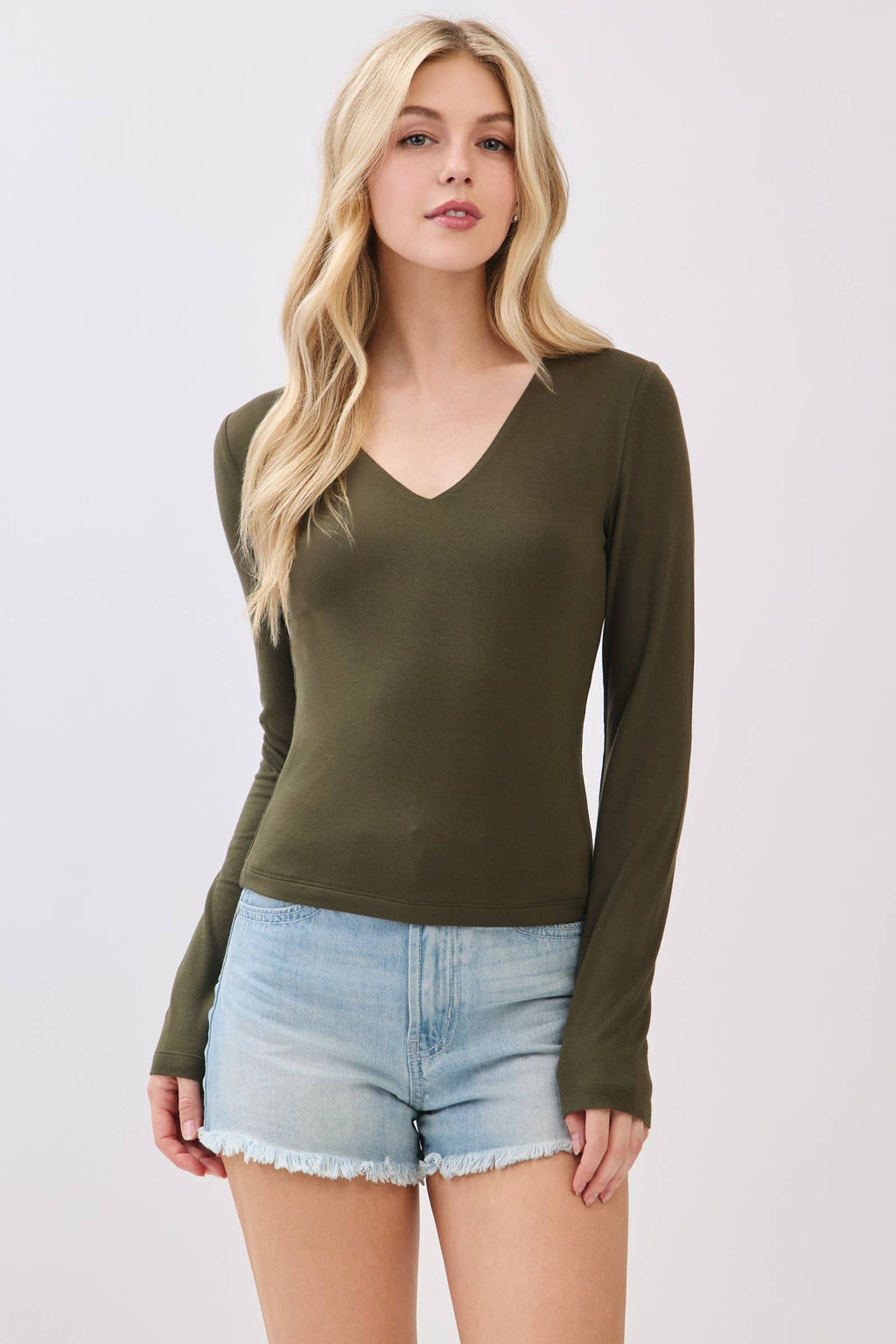 Double Layer V-Neck Knit Top