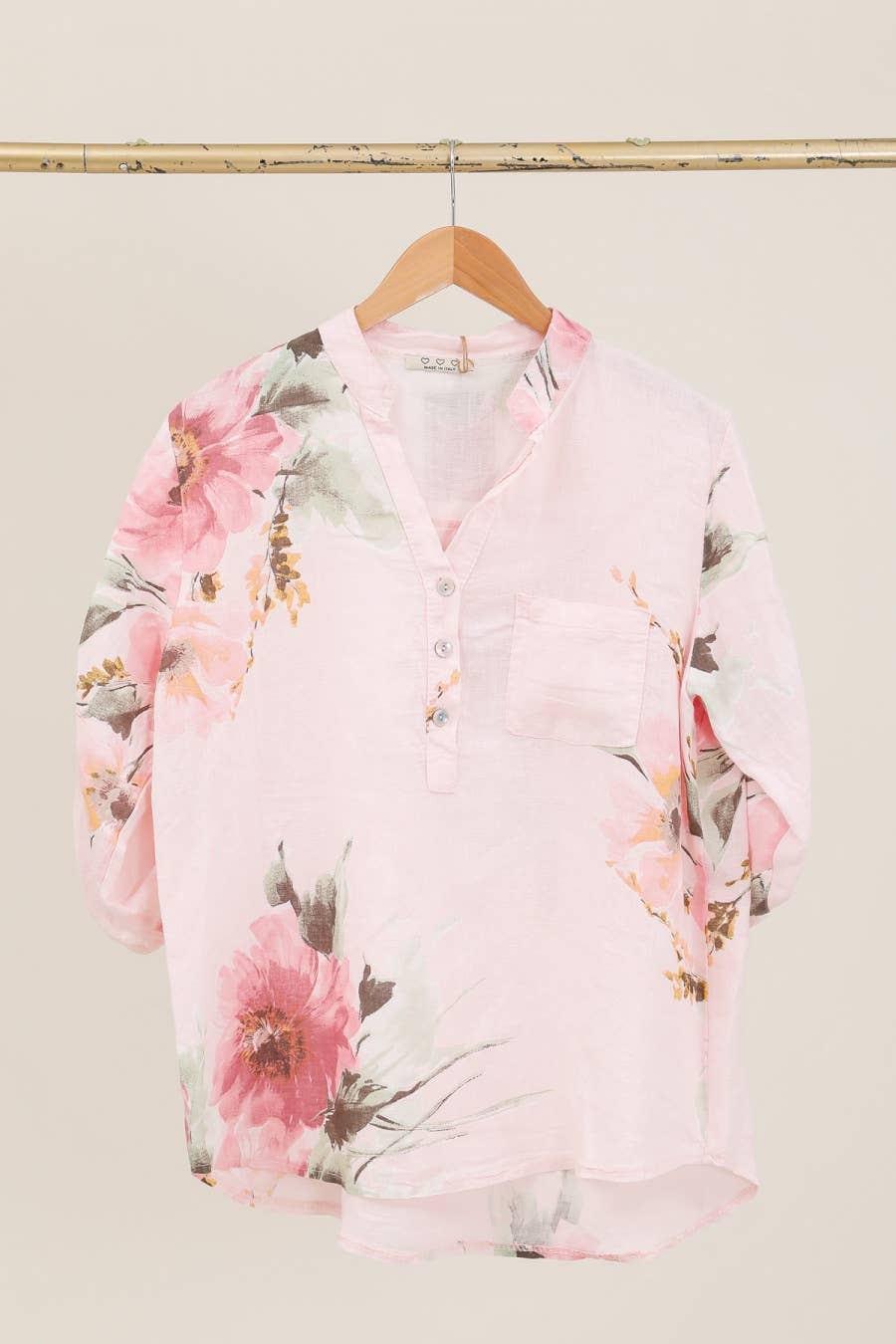 Floral O/S Linen Blouse