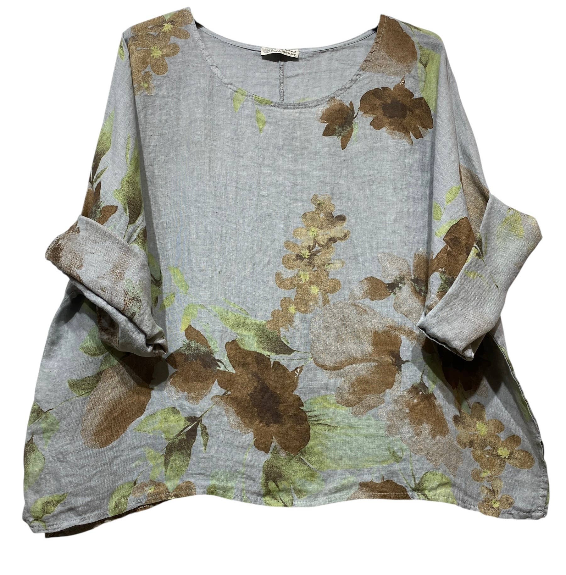 LINEN BLOUSE W/Flower Print