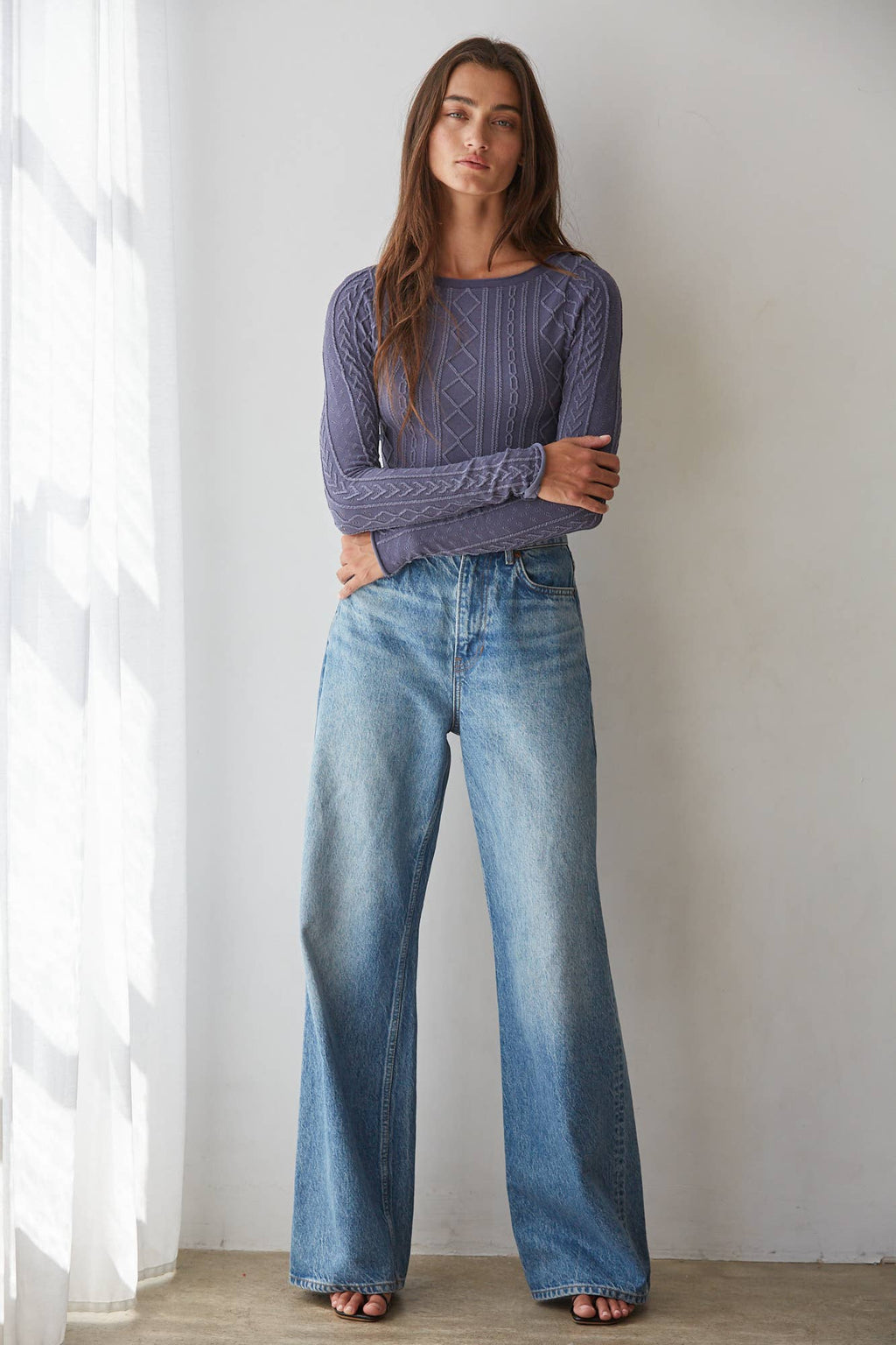 Knit Round Neck Long Sleeve Top