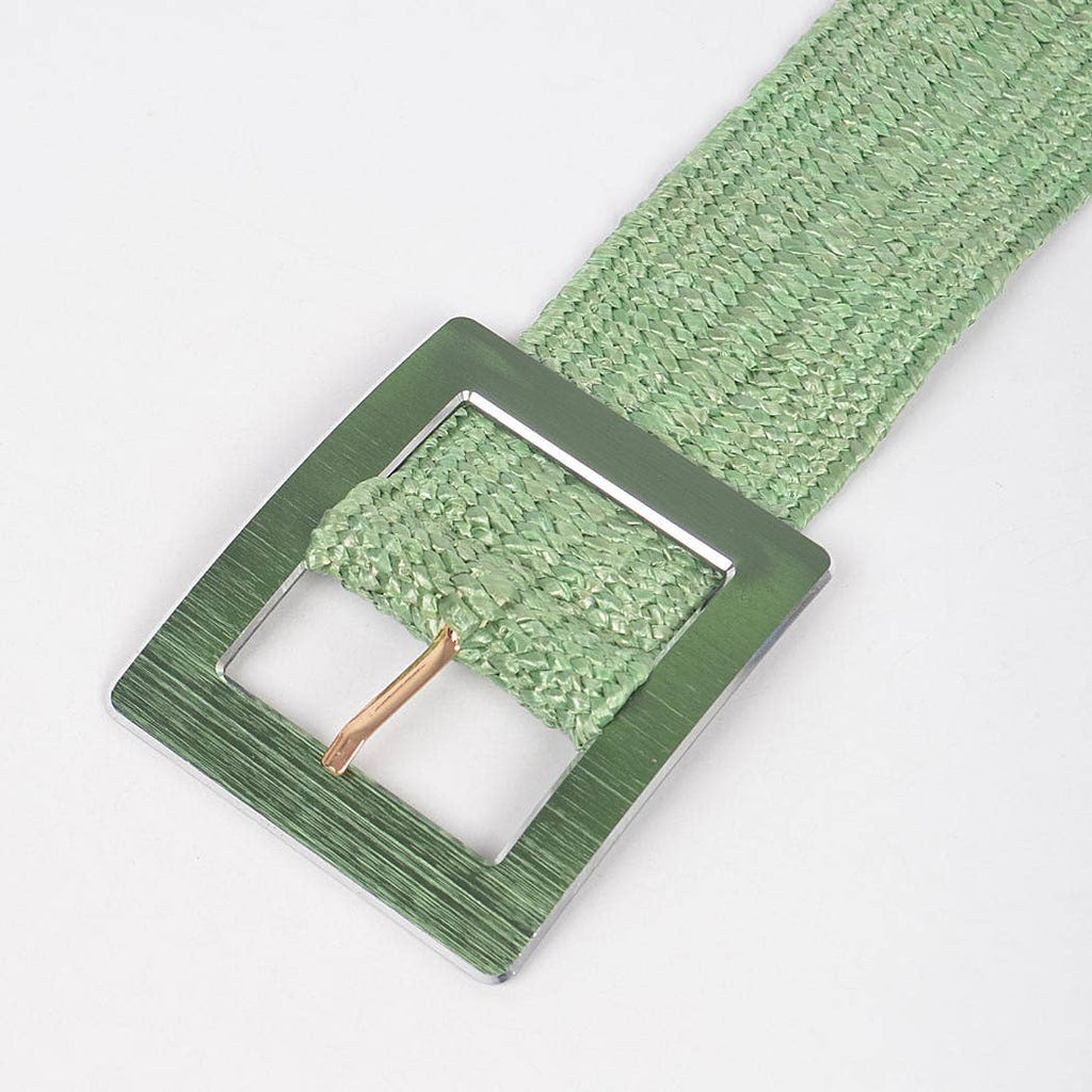 Rectangle Metal Buckle Elastic Belt
