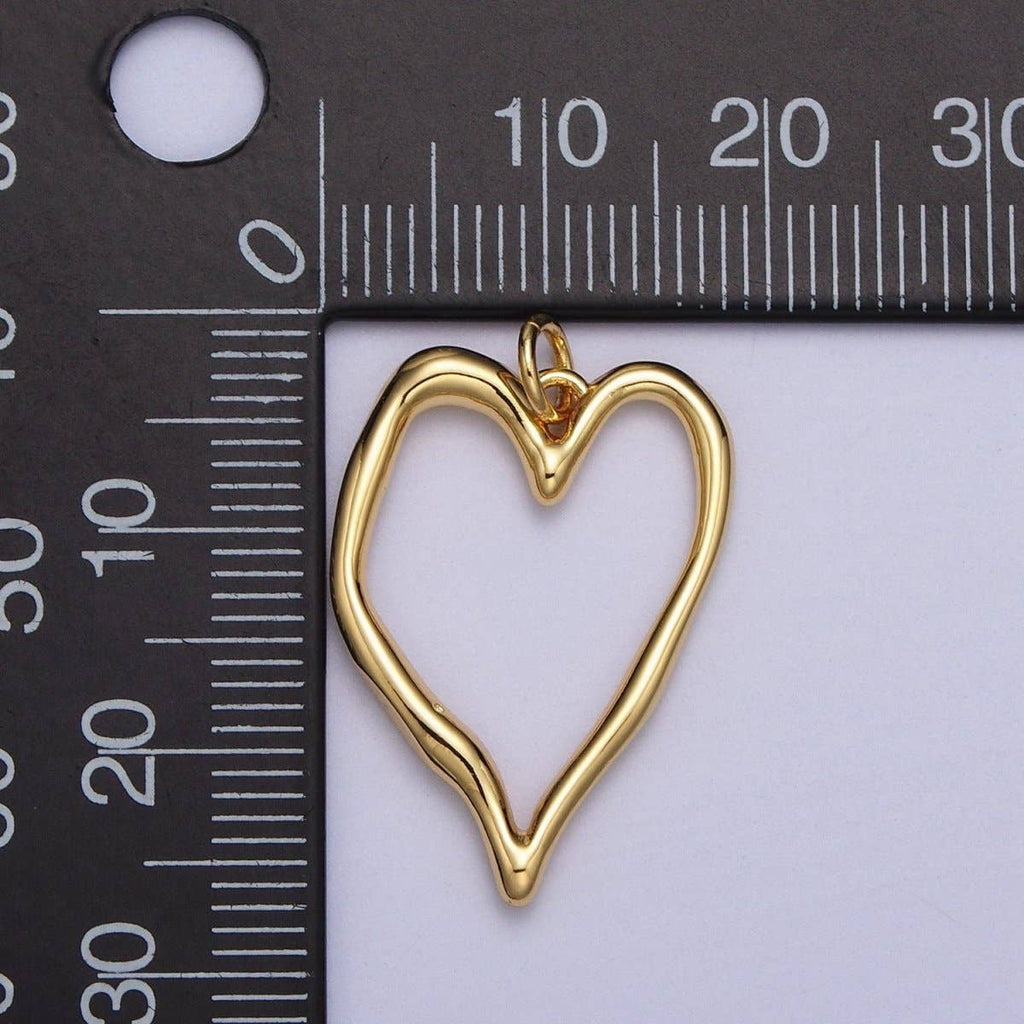 Gold Geometric Open Heart Charm