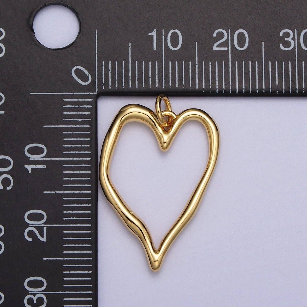 Gold Geometric Open Heart Charm