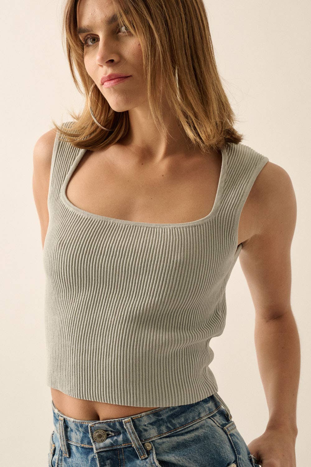 Shaper Fit Ribbed Cropped Tank Top