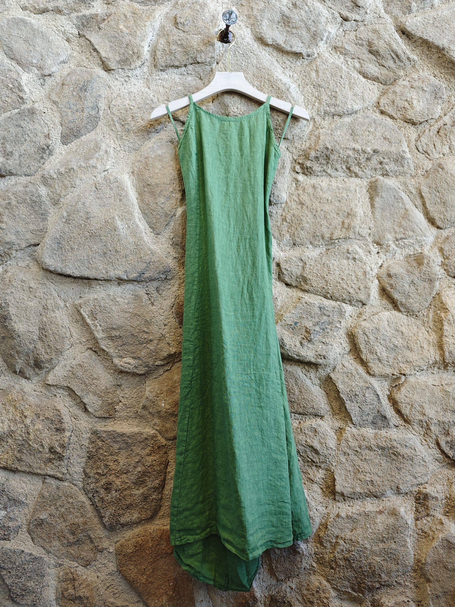 STRAP DRESS TIE BACK 100% LINEN