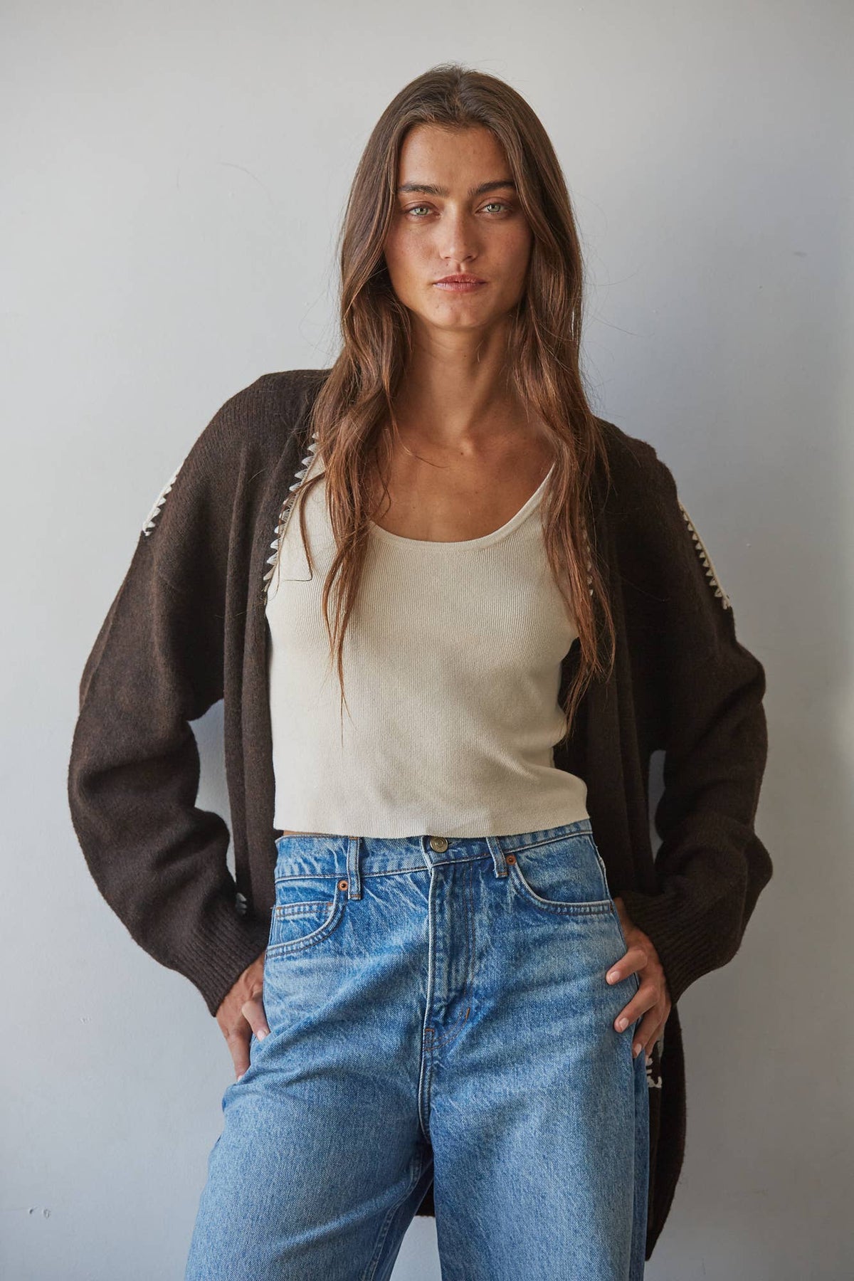 Knit Sweater Open Cardigan