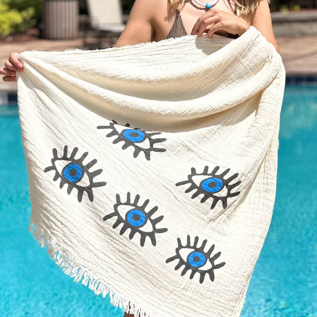 Evil Eye Towel, Soft Cotton Towel for Beach