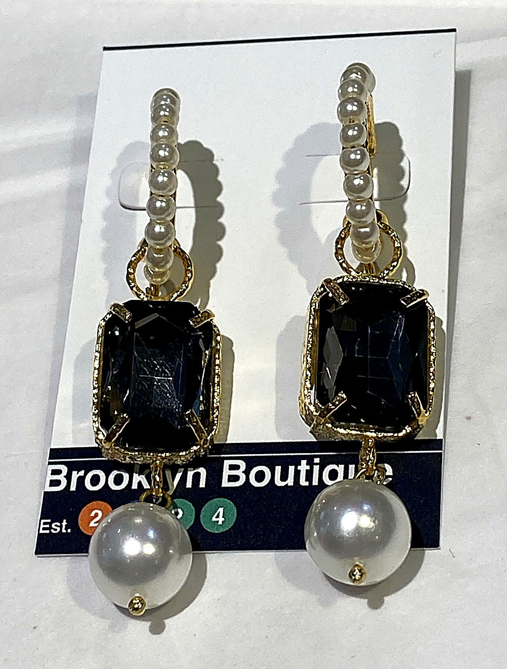 Black Crystal and Mallorca Pearl Drop Earrings