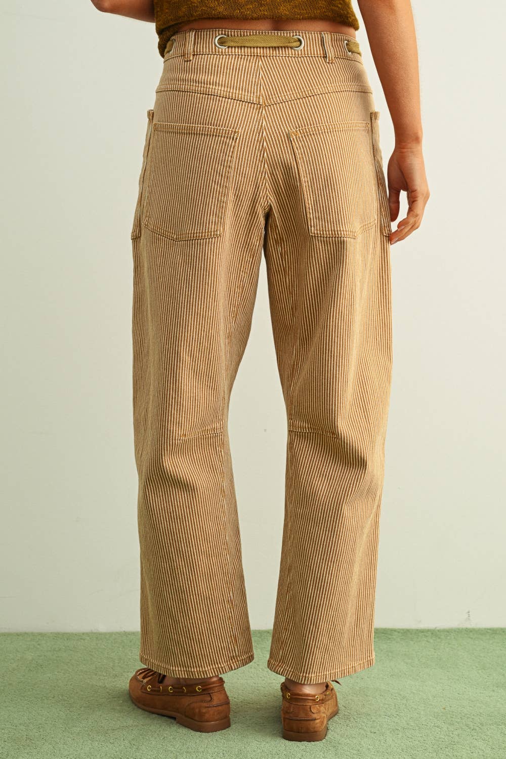 STRIPED BARREL PANTS with BELT