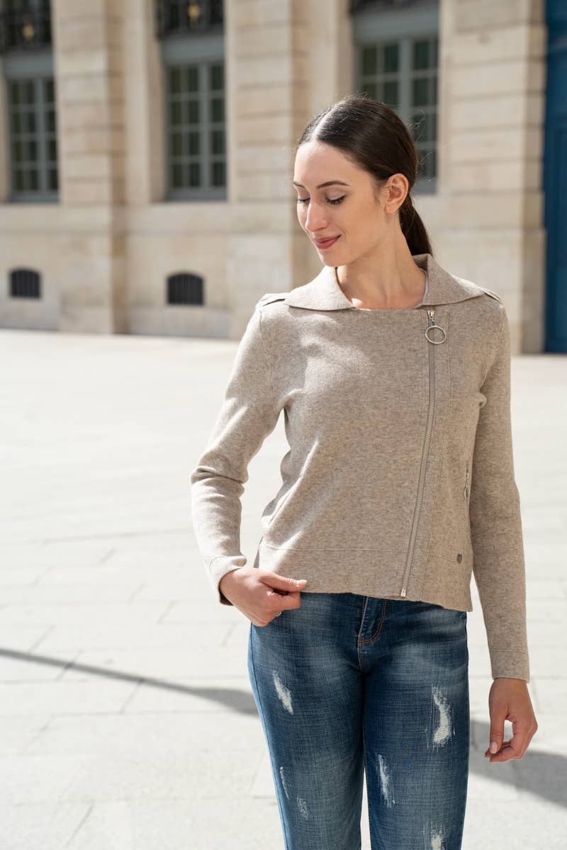 Women's knit biker jacket