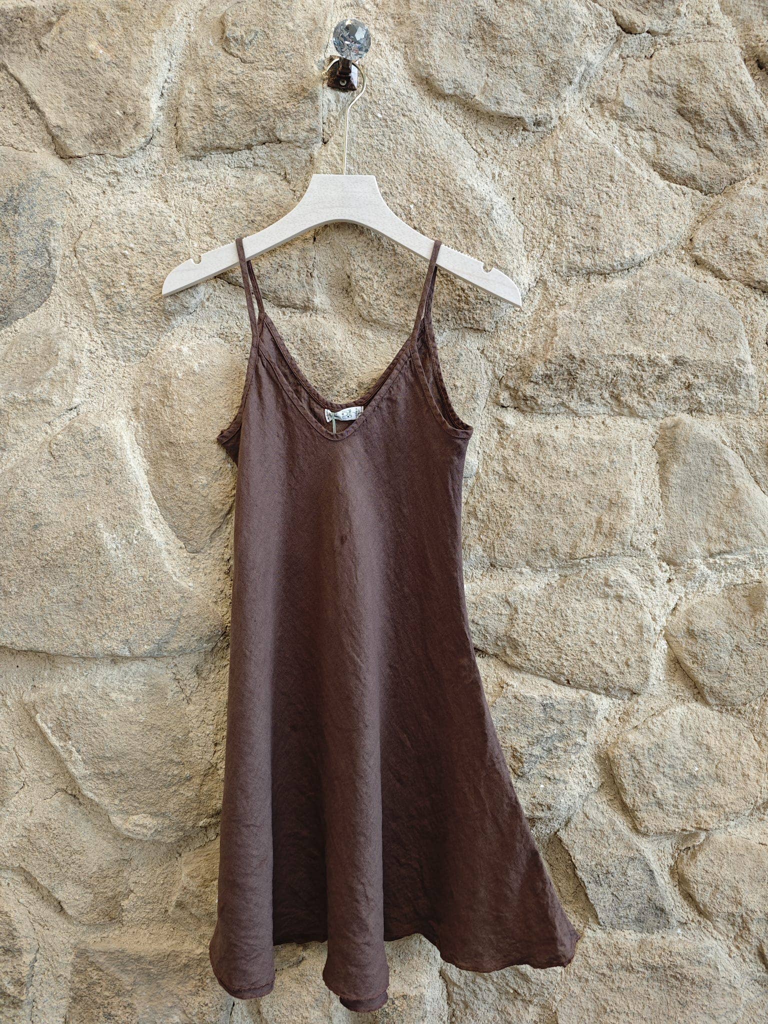 STRAP DRESS 100% Italian LINEN