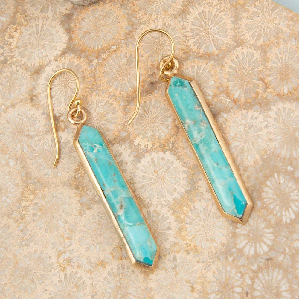 Turquoise Golden Drop Earrings