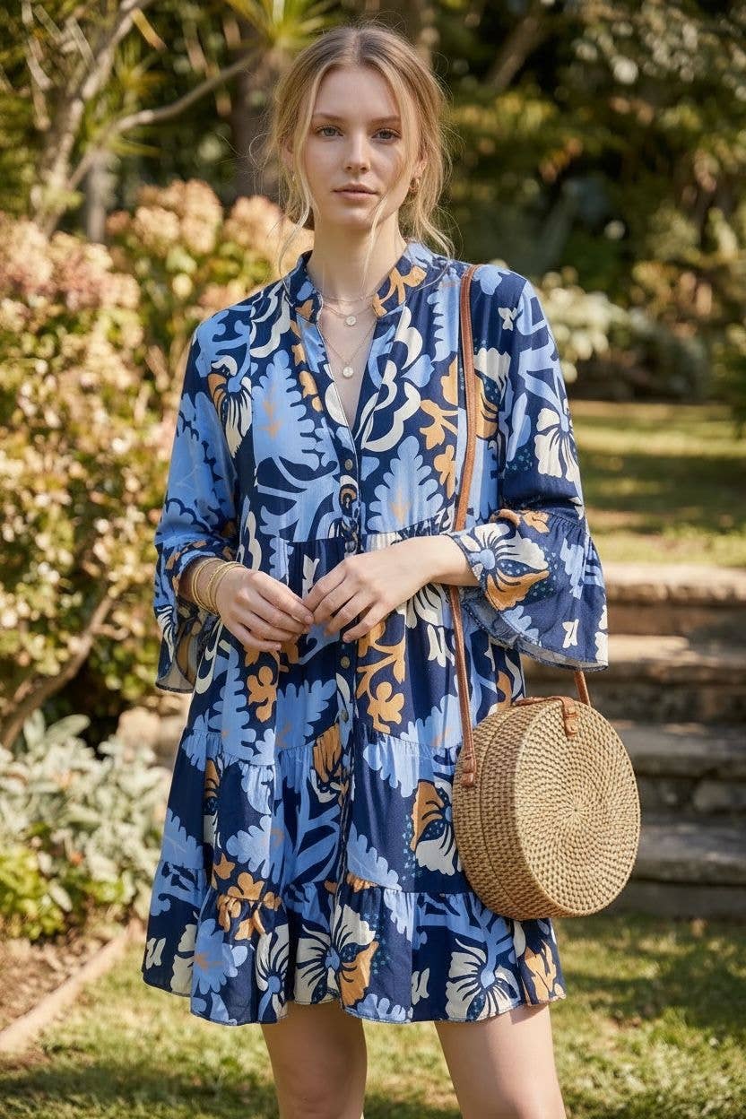 Short printed dress O/S