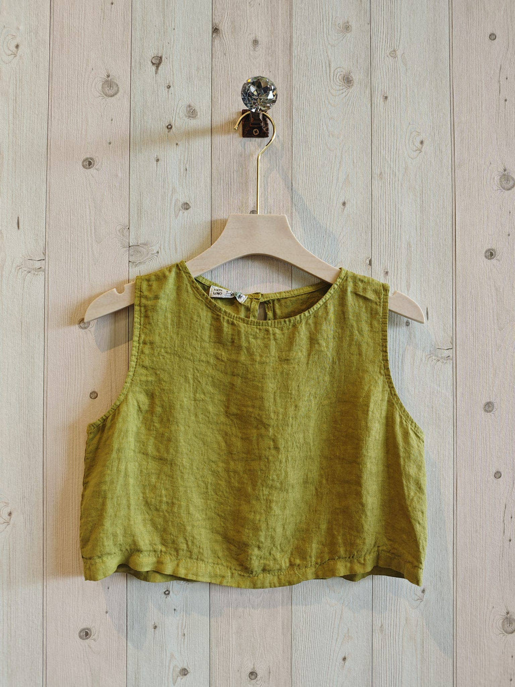 Italian Linen Sleeveless Crop Top – view 17