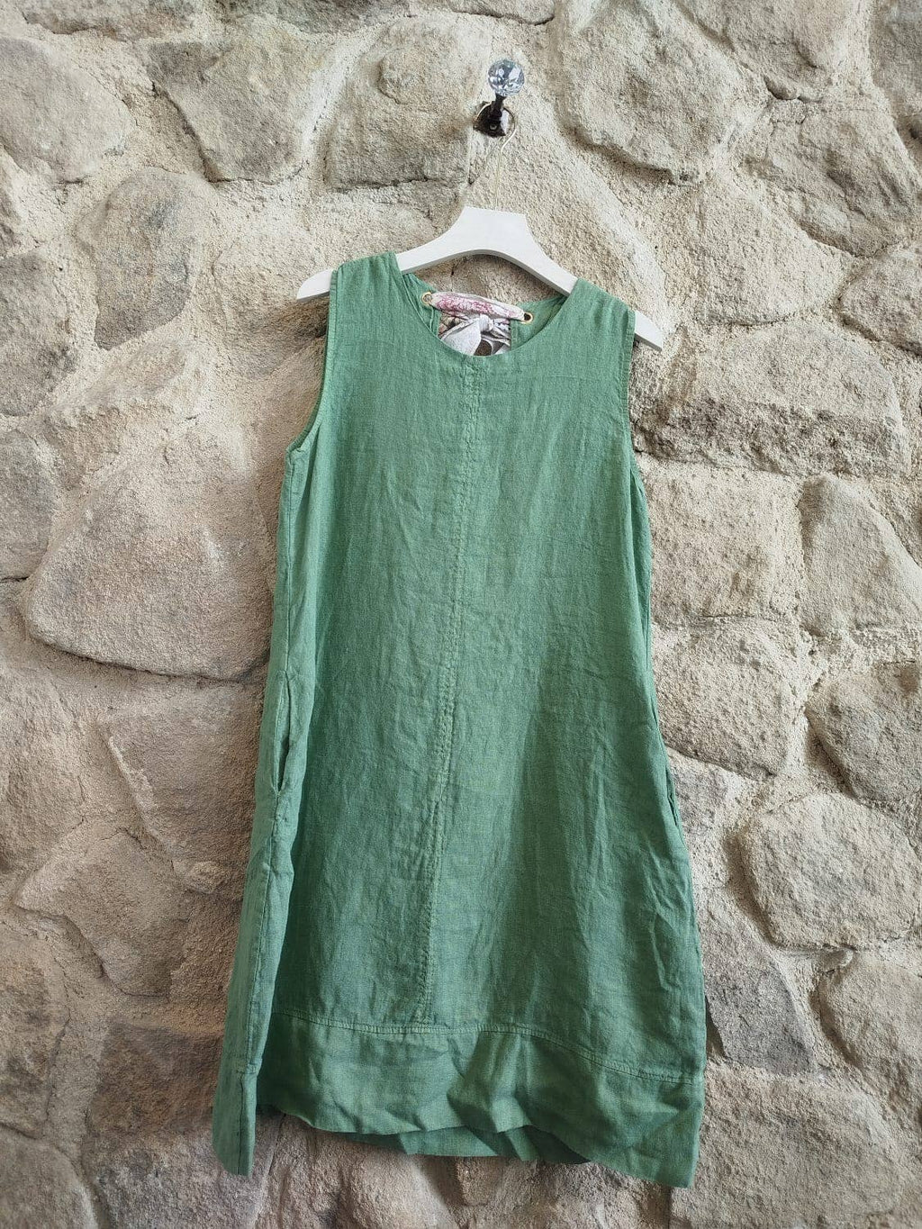 TIE SHORT DRESS 100% LINEN