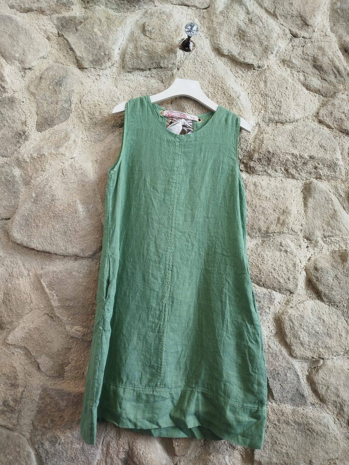 TIE SHORT DRESS 100% LINEN