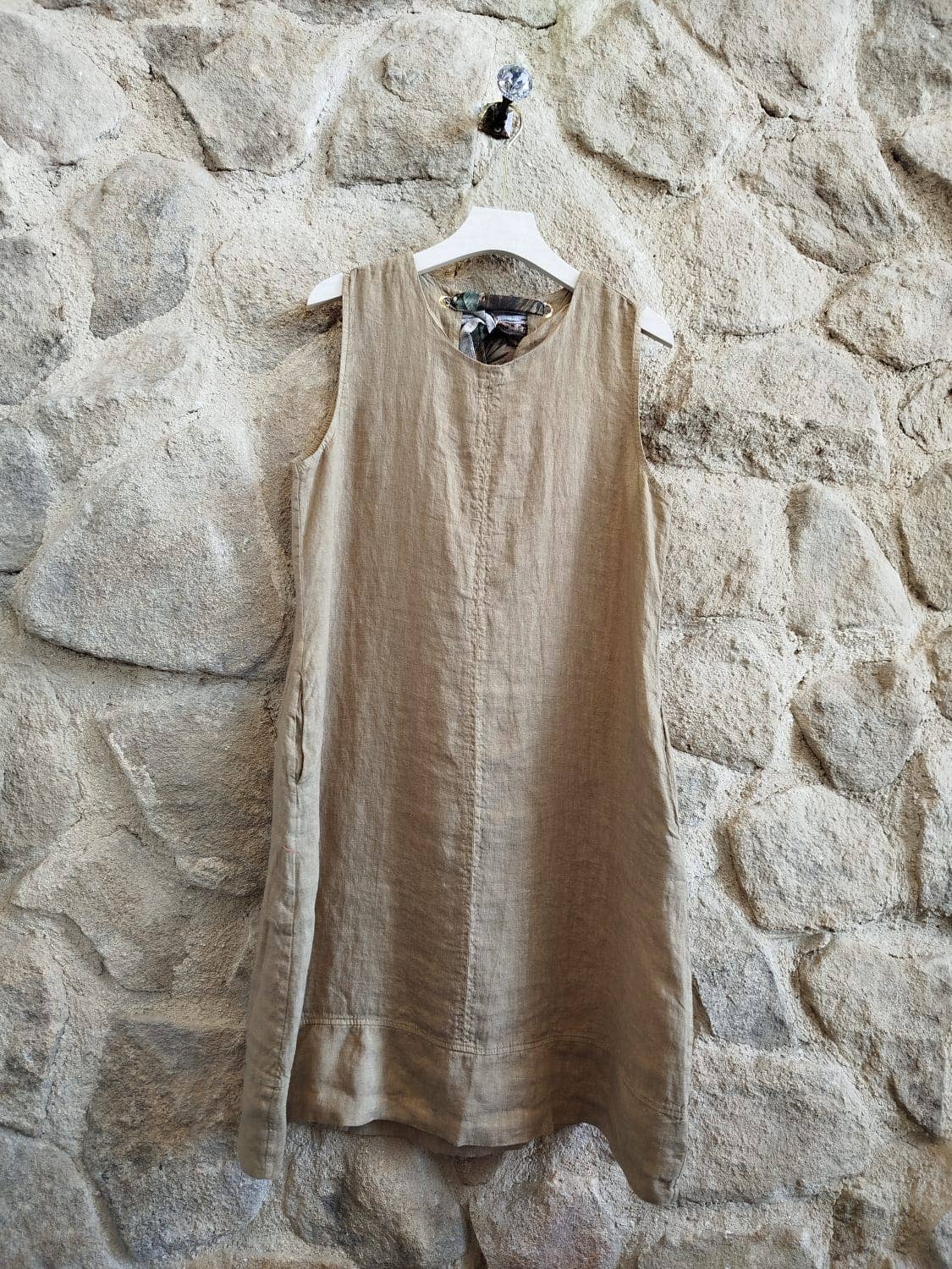 TIE SHORT DRESS 100% LINEN