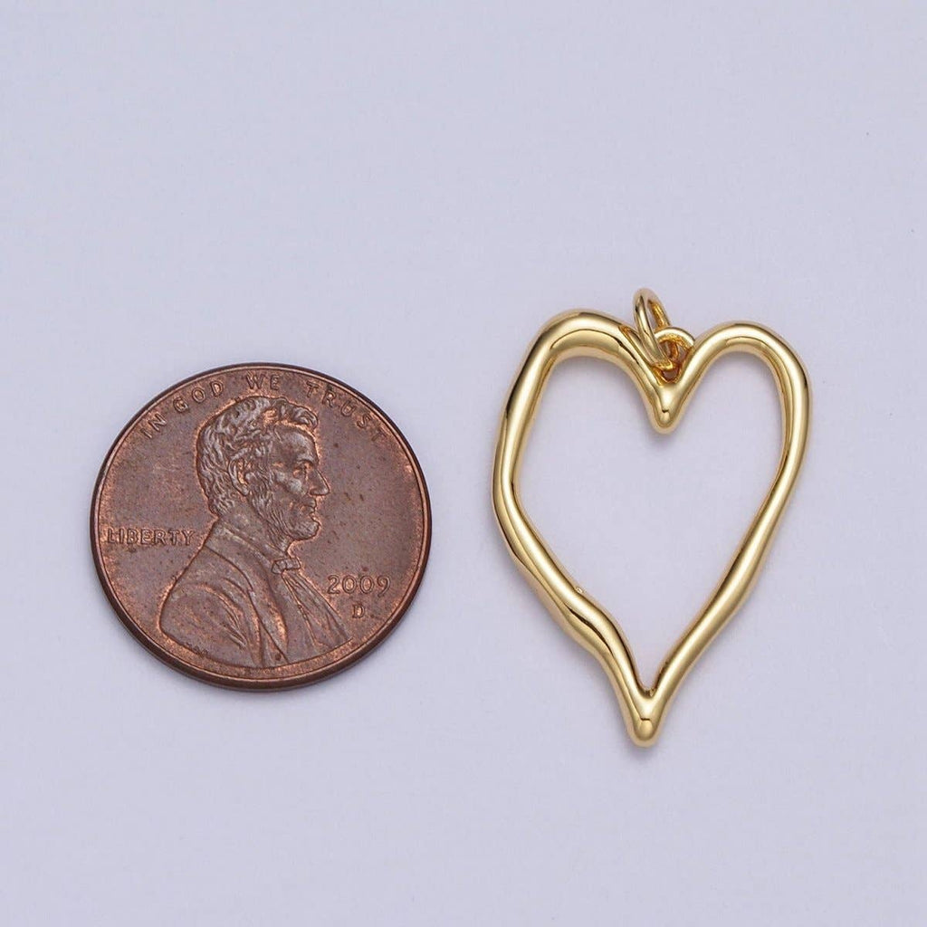 Gold Geometric Open Heart Charm