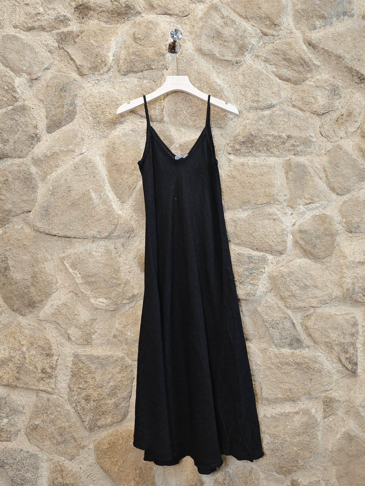 100% LINEN STRAPPY LONG DRESS