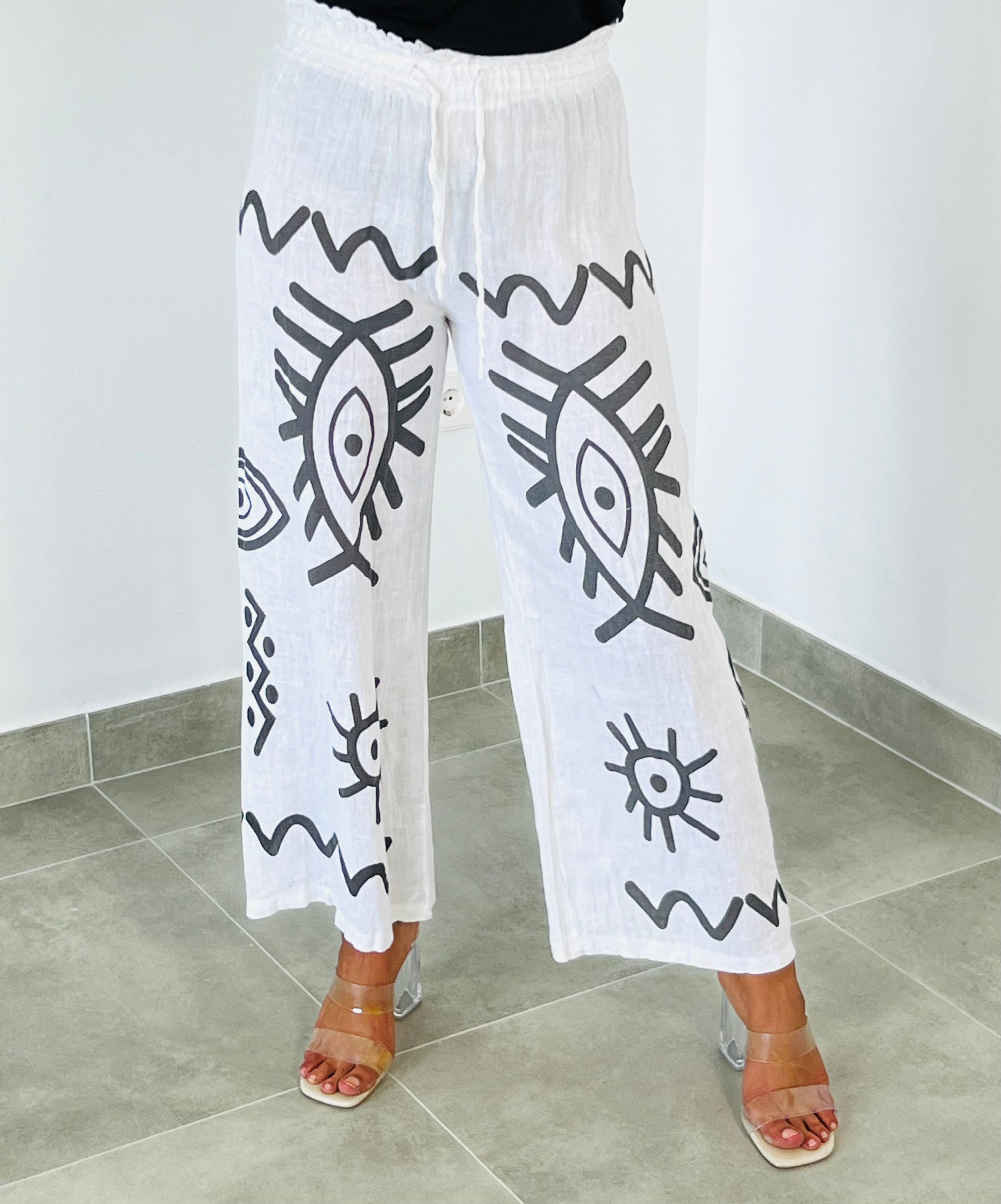 EVIL EYE TROUSERS 100% LINEN
