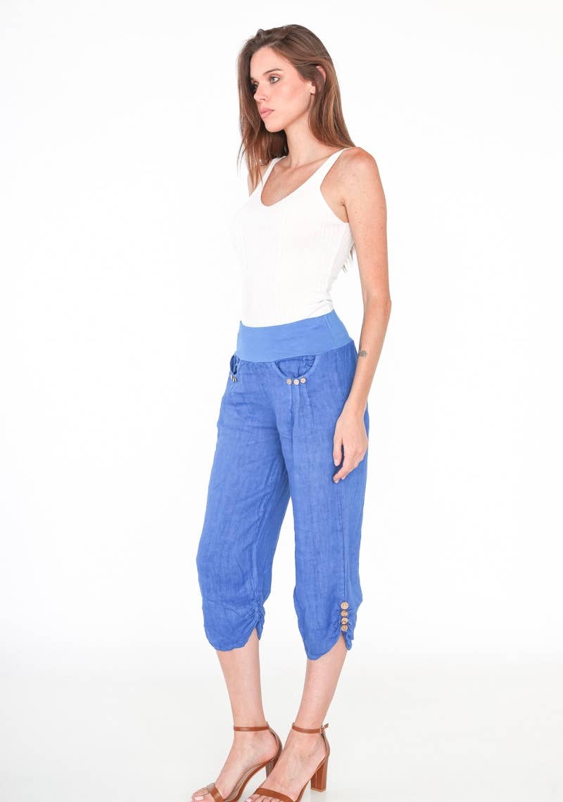 Italian Linen Capri Pants: BLACK