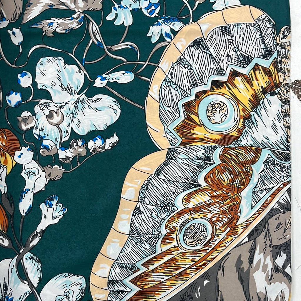 MOTH FLORAL SQUARE SCARF
