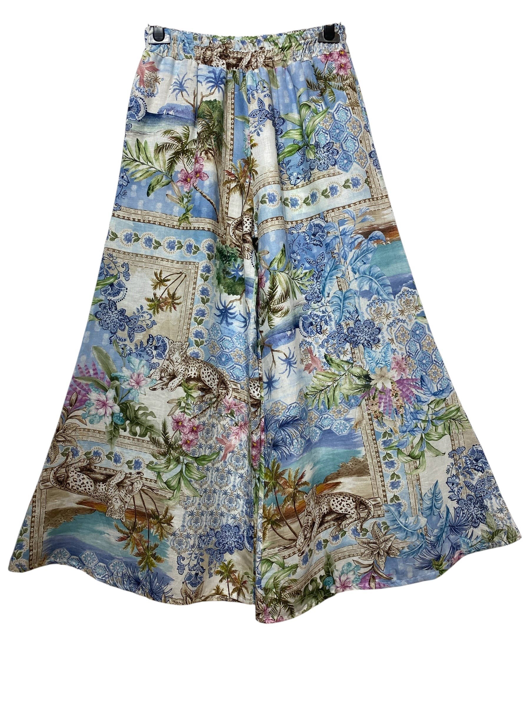 PRINTED TROUSERS IN 100% LINEN