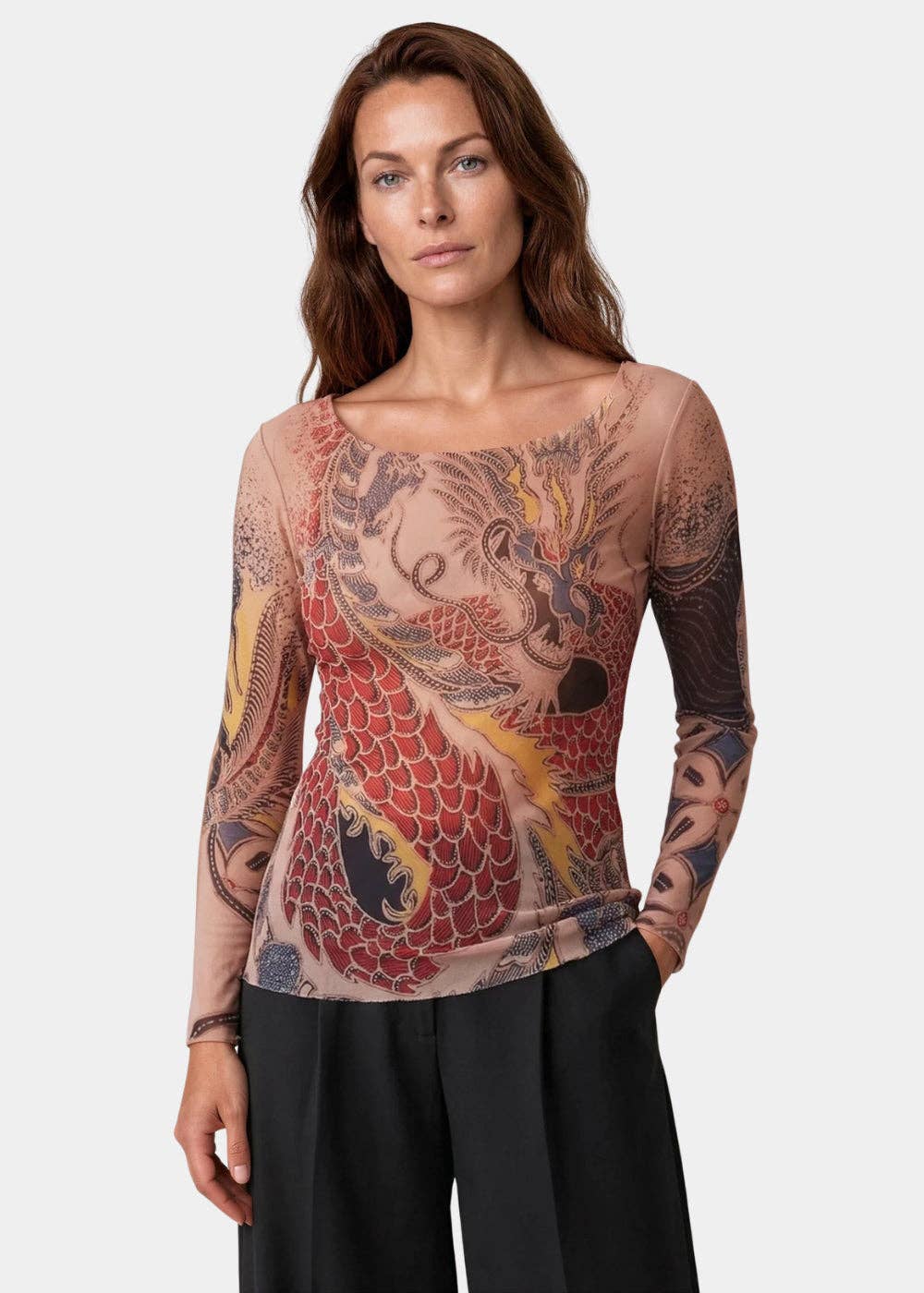 Dragon Dance - Nudi Ink Mesh Top